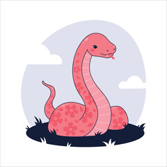 Cute cartoon pink snake with floral pattern, symbol of the year 2025 according to the eastern calendar
