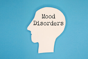 Head model with mood disorder words