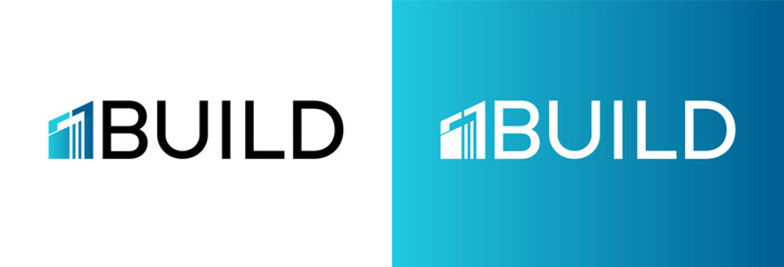 build company logotype. Building, cityscape, skyscrapers, residential apartment, structure, architecture, real estate logo design vector symbol.