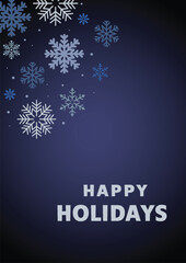 Happy Holidays card with snowflakes.