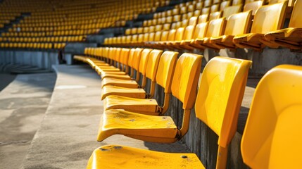 Naklejka premium Vibrant Stadium Seating: A Conceptual Perspective on Modern Sports Entertainment and Cultural Environment