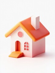 Simple Isometric House Icon on White Background