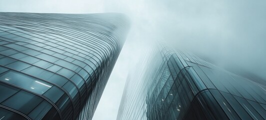 Misty Metropolis: Skyscrapers Piercing the Clouds