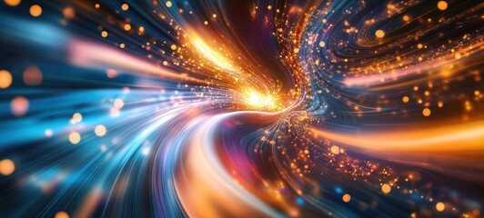 Abstract Light Tunnel: A Journey Through Vibrant Colors and Sparkling Energy