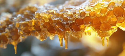 Golden Honeycomb: A Close-Up of Nature's Sweetness