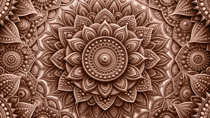 Abstract Mandala Design in Mocha Mousse, Fashion Color of the Year 2025