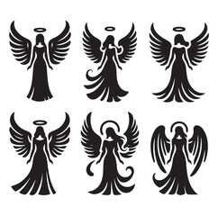 Angel set silhouette vector illustration