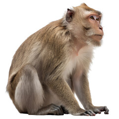 Fototapeta premium Realistic Portrait of a Sitting Monkey isolated on transparent background cutout, Png, Cutout
