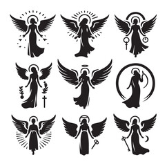 Angel set silhouette vector illustration