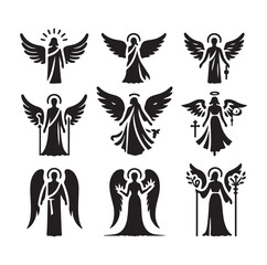 Angel set silhouette vector illustration