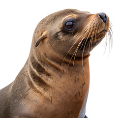 Obraz premium Close-Up Portrait of a Sea Lion isolated on transparent background cutout, Png, Cutout