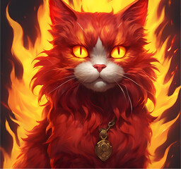 Known as the protector of an ancient temple, this cat is said to guard an eternal flame that never dies. Its every move radiates a captivating, fiery aura.