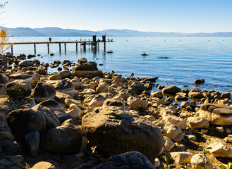 Pier on Lake Tahoe at Kings Beach State Recreation Area, California, USA