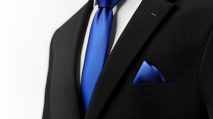 A man wearing a black suit and blue tie