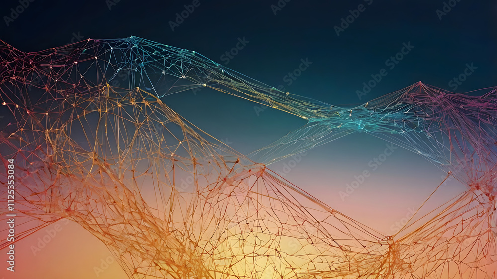 Poster abstract connection: a mesmerizing abstract digital art piece, featuring intertwining, luminous line