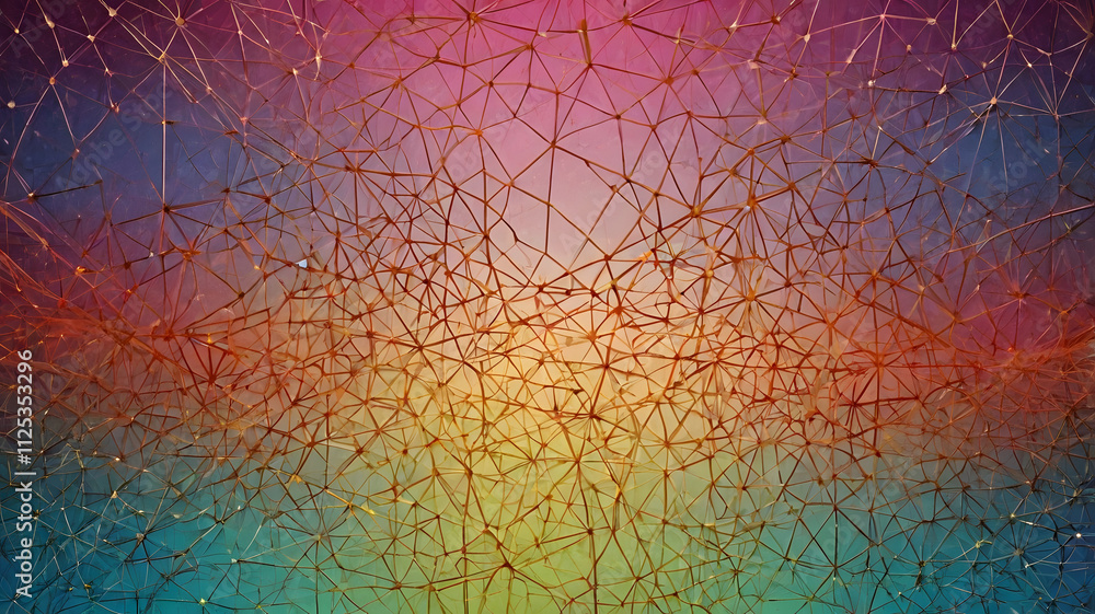 Poster vibrant network connection: abstract image of a colorful network, representing connection, communica