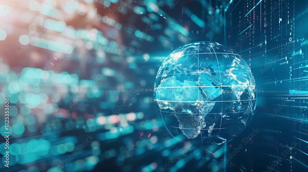 Wall mural global network connection and technology concept