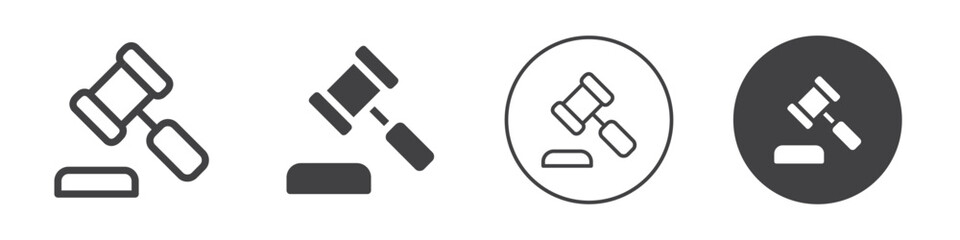 Law hammer icon Simple outline vector logo