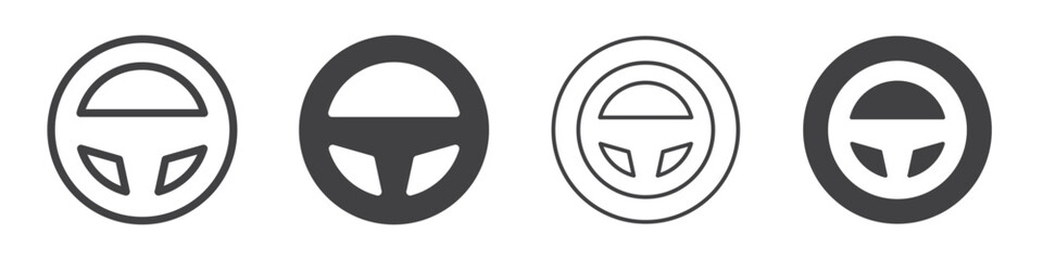 Steering wheel icon Simple outline vector logo