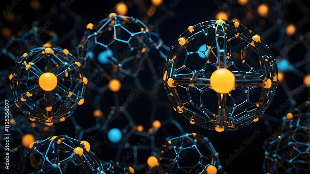 Poster abstract molecular structures: a mesmerizing visual of intricate, 3d molecular structures, rendered 