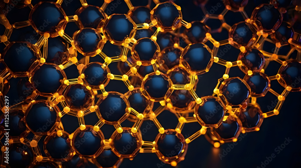 Poster intricate molecular network: a mesmerizing 3d rendering of an interconnected molecular network, with
