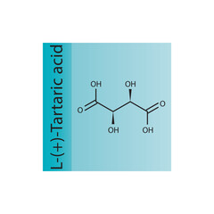 L-(+)-Tartaric acid skeletal structure diagram. compound molecule scientific illustration.