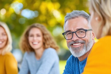 Community members gather outdoors for creative brainstorming session in sunny weather