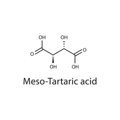 Meso-Tartaric acid skeletal structure diagram. compound molecule scientific illustration.