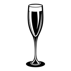 Elegant Champagne Glass Silhouette with Bubbles for Celebration Themes