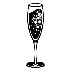 Elegant Champagne Glass Silhouette with Bubbles for Celebration Themes