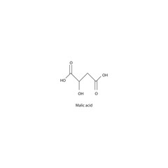 Malic acid skeletal structure diagram.aliphatic acid compound molecule scientific illustration.