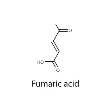 Fumaric acid skeletal structure diagram. compound molecule scientific illustration.