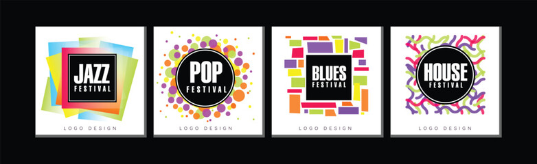 Jazz and Blues Music Festival Logo Design Vector Set
