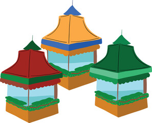 Colorful christmas pavilion illustration design