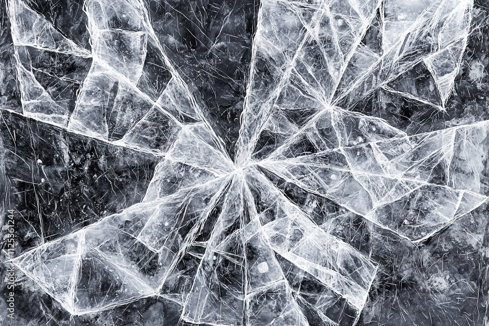Poster intricate patterns of frozen ice in natural environment