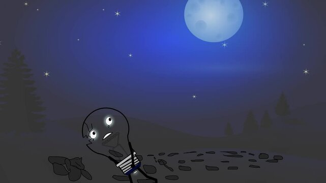 moon background with bulb and firefly 