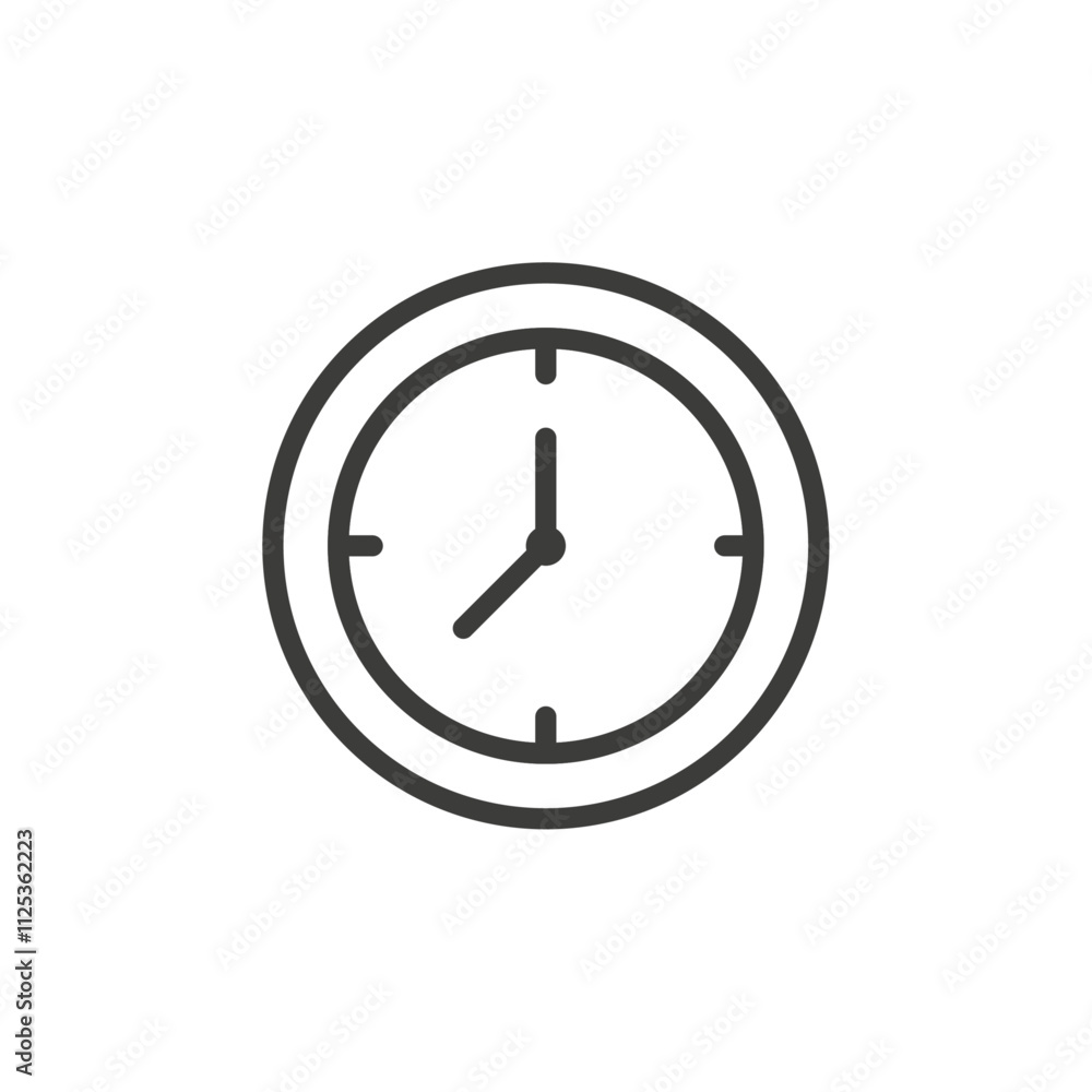 Wall mural Clock icon Simple outline vector logo