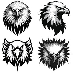 Eagle head logo icon vector illustration set