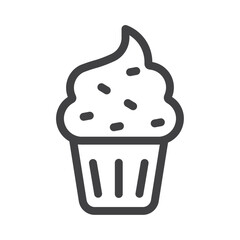 Cup cake icon Simple outline vector logo