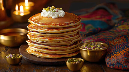 Naklejka premium Traditional atayef for iftar during ramadan celebration
