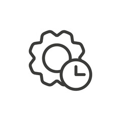Gear with clock icon Simple outline vector logo