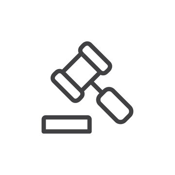 recommend clip art: Law hammer icon Simple outline vector logo