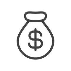 Money bag icon Simple outline vector logo