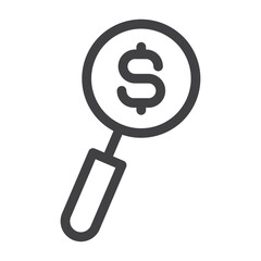 Money search icon Simple outline vector logo