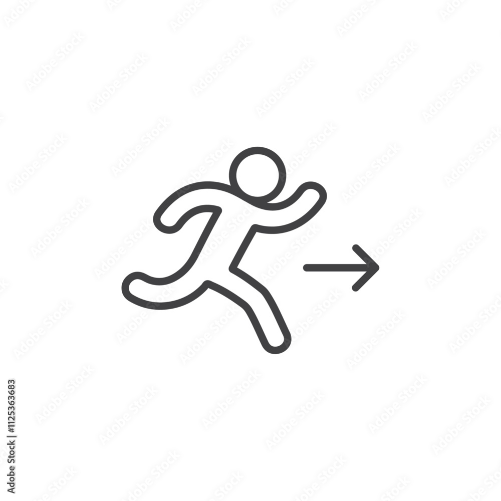 Poster person running with an arrow icon simple outline vector logo