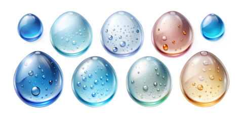 set of blue and white eggs isolated on white background 