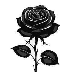 Roses flat black icon . Rose Art Beautiful Black and White Rose Illustration, Flowers silhouette icons. 