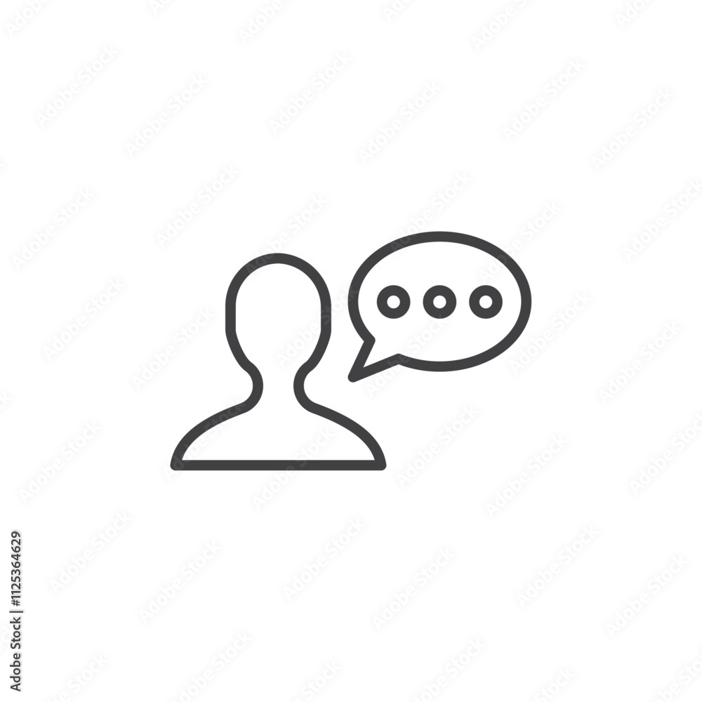 Poster user and chat icon simple outline vector logo