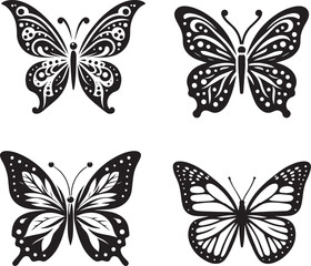 silhouette of clean vector of butterfly isolated