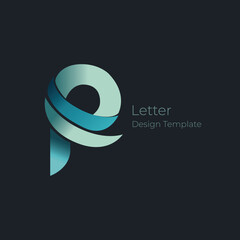 Obraz premium Sleek ribbon-inspired logo, modern design, turquoise gradients, dark background, elegant curves, minimalistic style